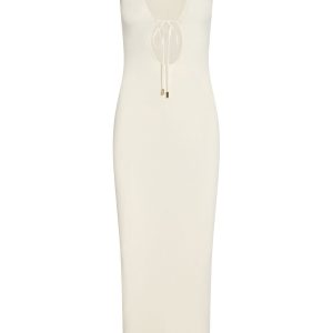 Monte Carlo Tie Dress - Ivory Knit Rib