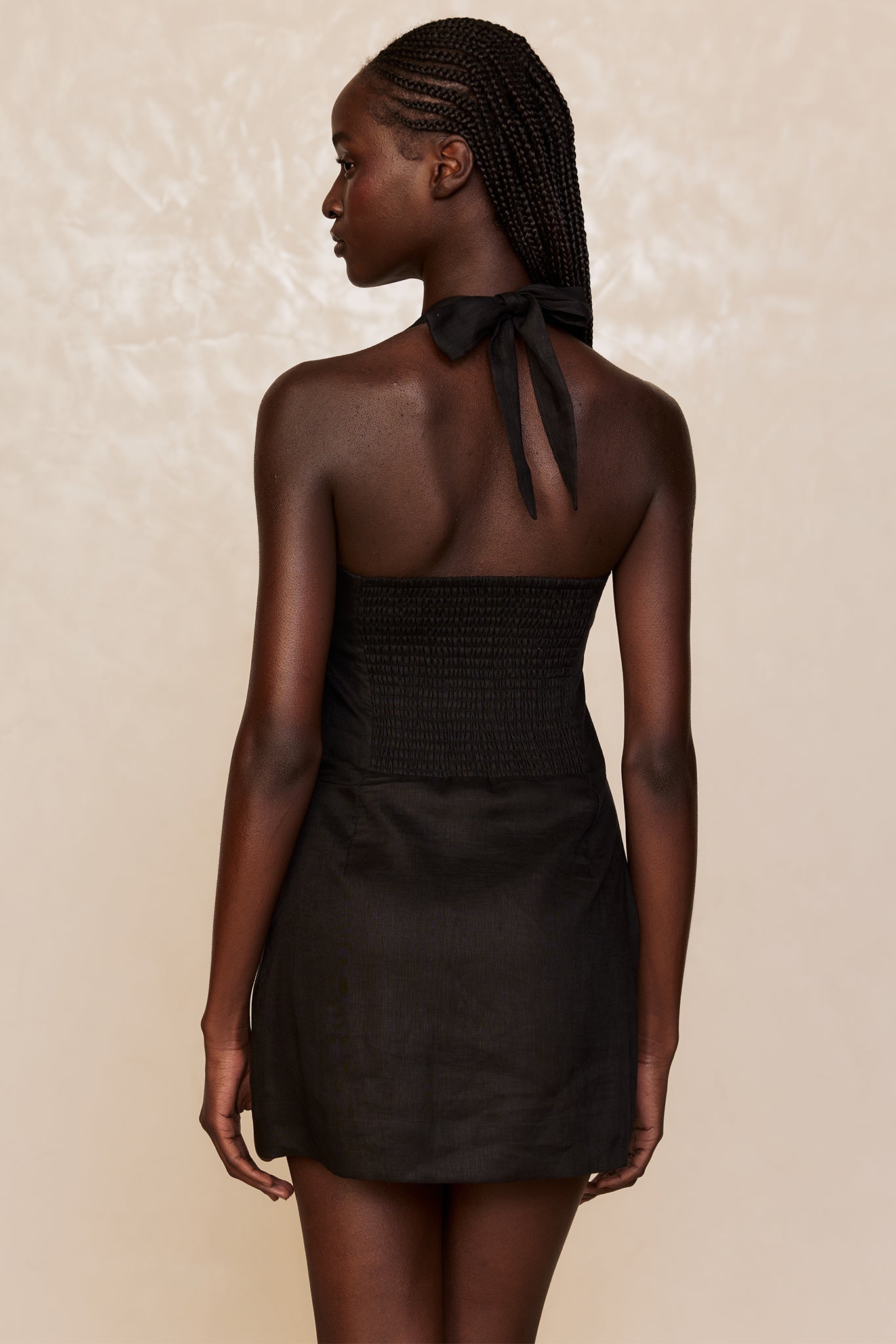 Montserrat Mini Dress - Black Linen - Image 4
