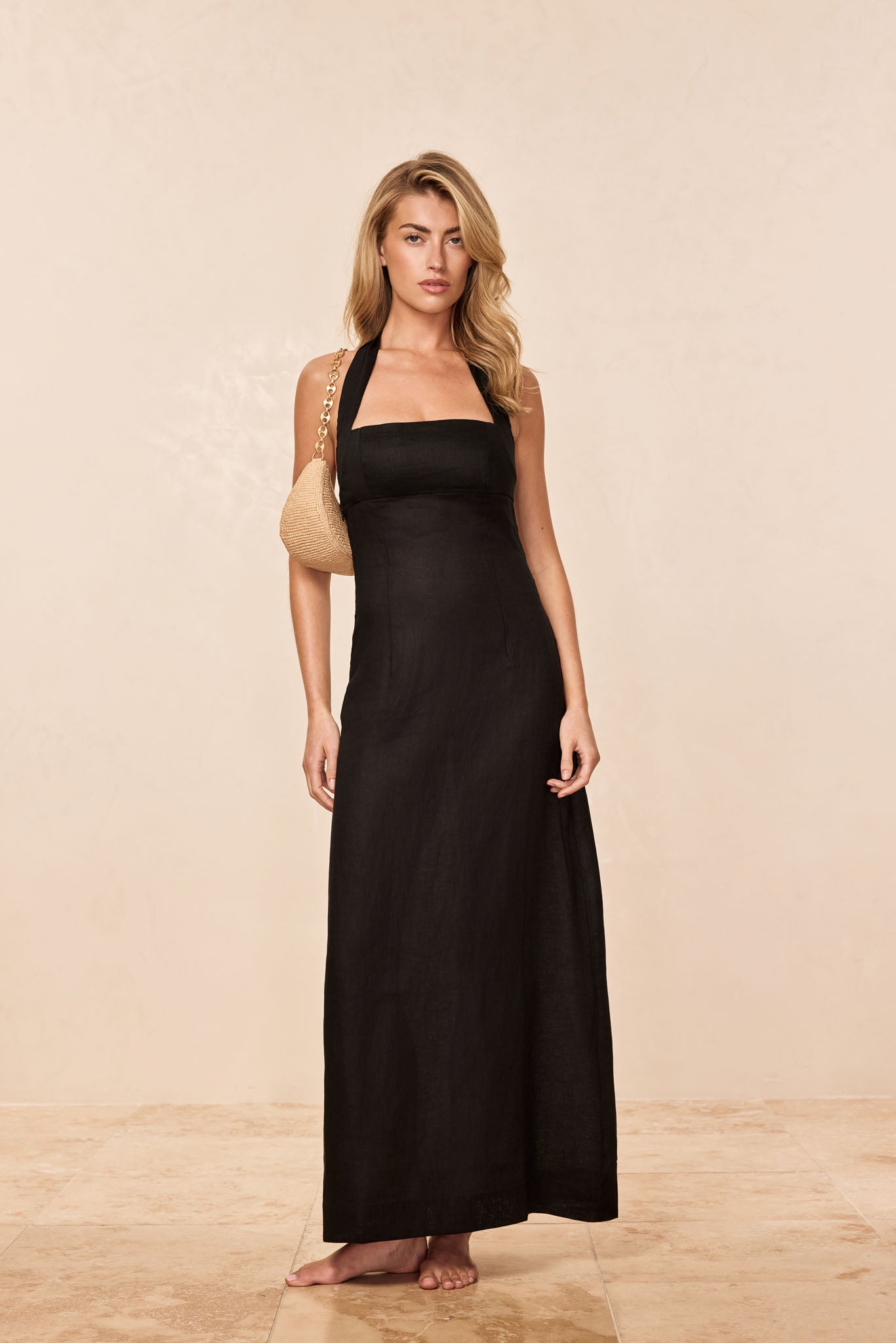 Montserrat Dress - Black Linen - Image 3