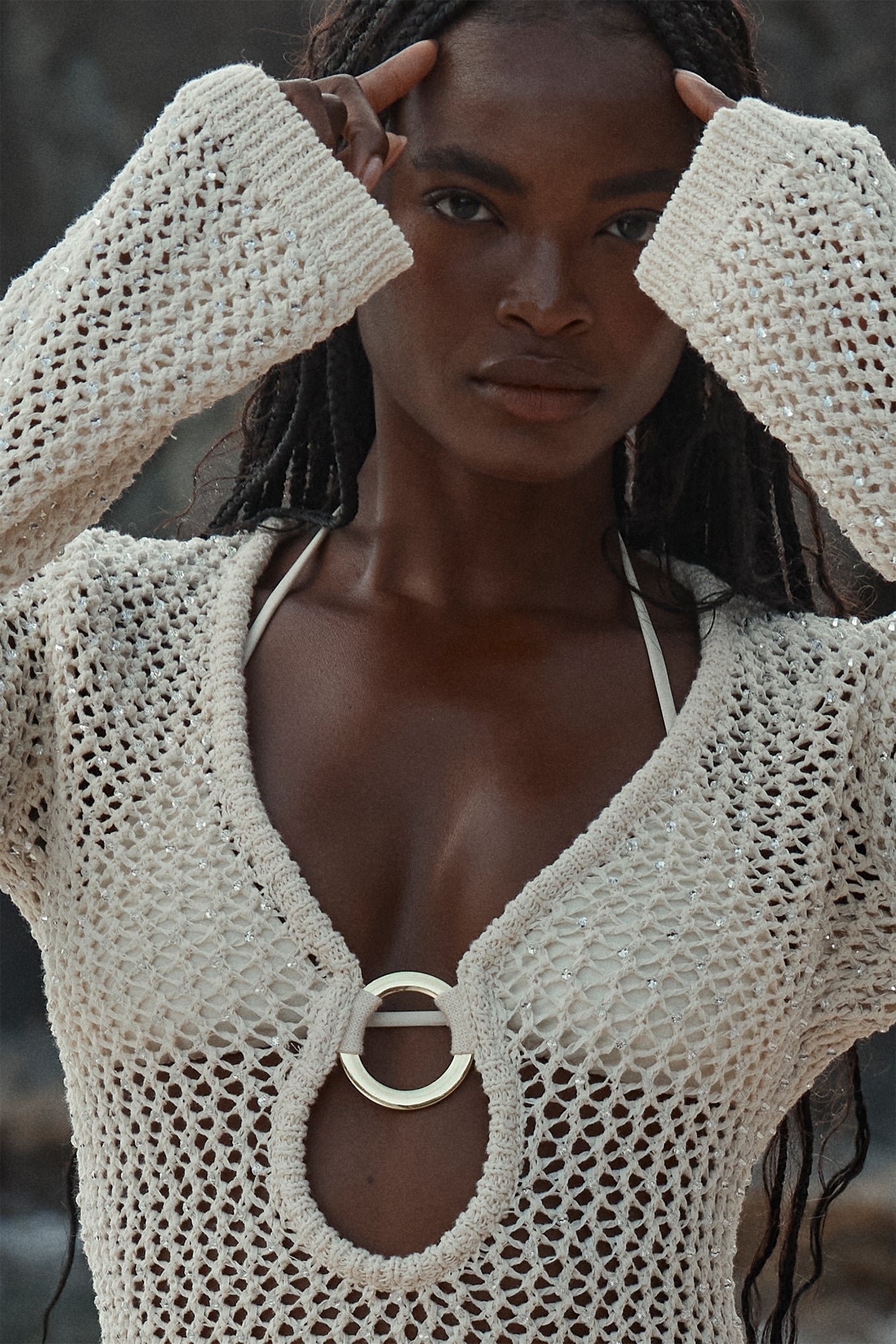 Montego Mini Dress - Ivory Diamond Crochet - Image 3