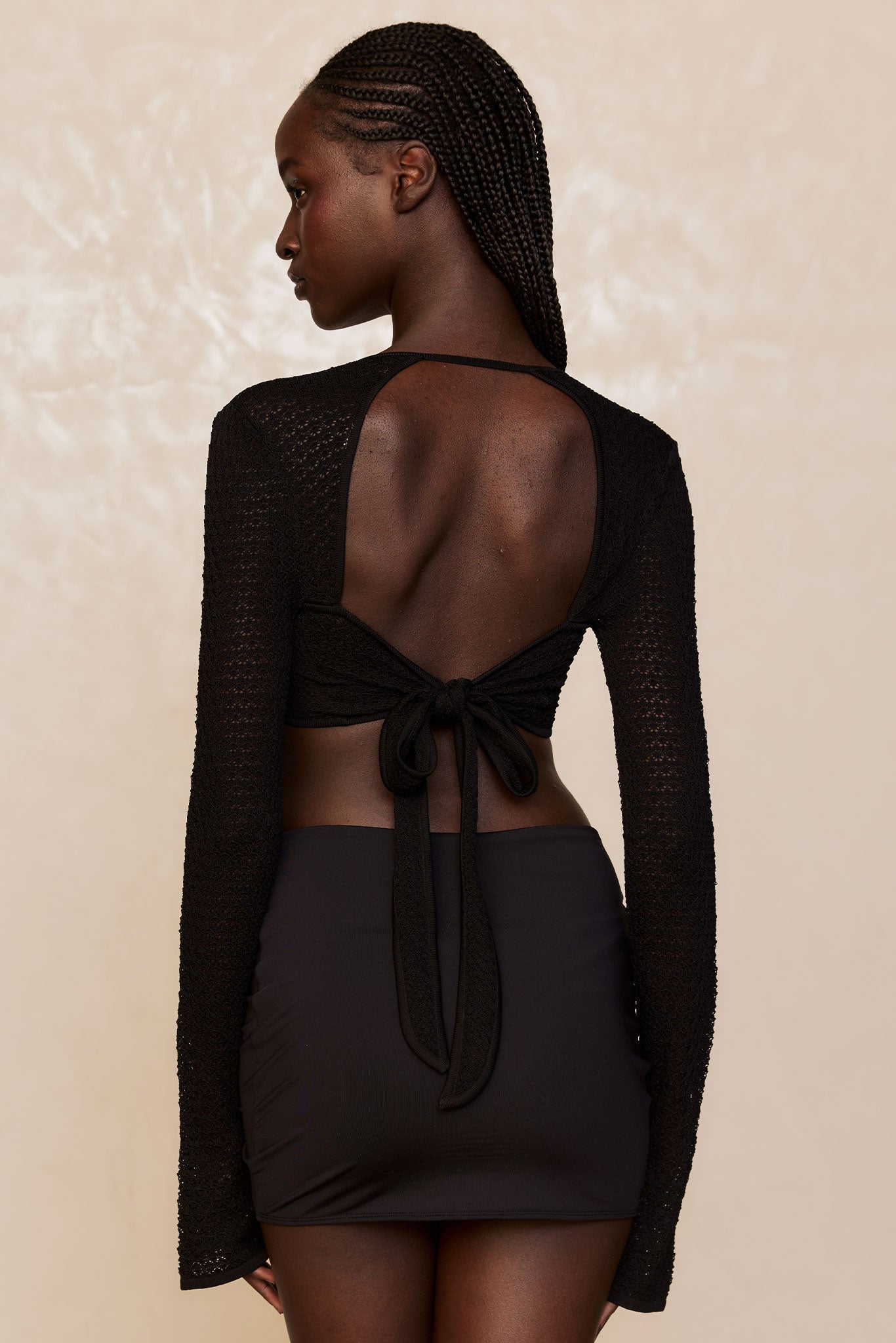 Montego Crop Top - Black Lace Crochet - Image 9