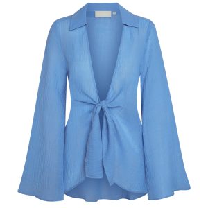 Grenada Tunic - Azure Crinkle Linen