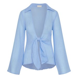 Grenada Tunic - Sky Crinkle Linen