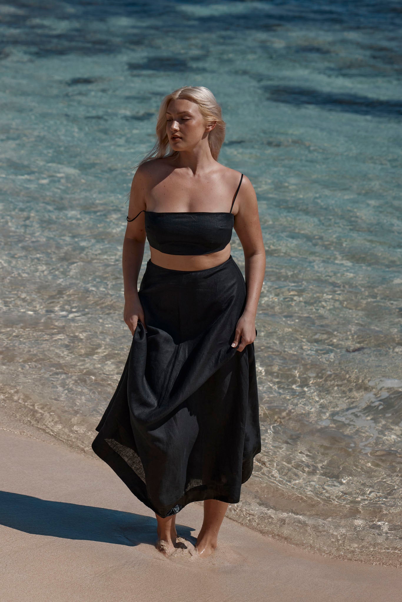 San Diego Skirt - Black Linen - Image 2