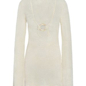 Montego Mini Dress - Ivory Shiny Treble Knit