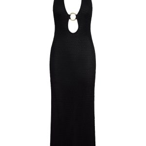 Montego Halter Dress - Black Lace Crochet