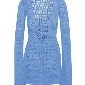 Montego Mini Tie Dress - Azure Lace Crochet