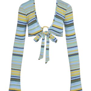 Montego Crop Top - Sardinia Stripe Azure