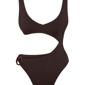 St. Barth's One Piece - Espresso Wide Rib